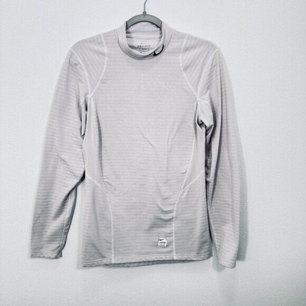 Nike Pro Hyperwarm Long Sleeve Fitted Shirt Light Grey Training Men's Size S